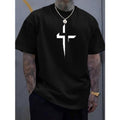 Cross Creative Print Men's Casual T-Shirt, Summer Fashion Crew Neck Short Sleeve Top, Modern Streetwear Style For Men...