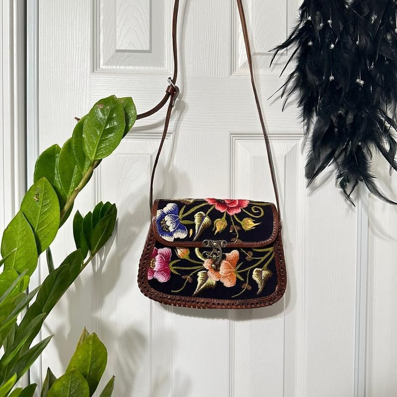 Crossbody bags embroidered real leather Floral T-Shirts, Hoodie, Sweatshirt | RetroVerseTees.com