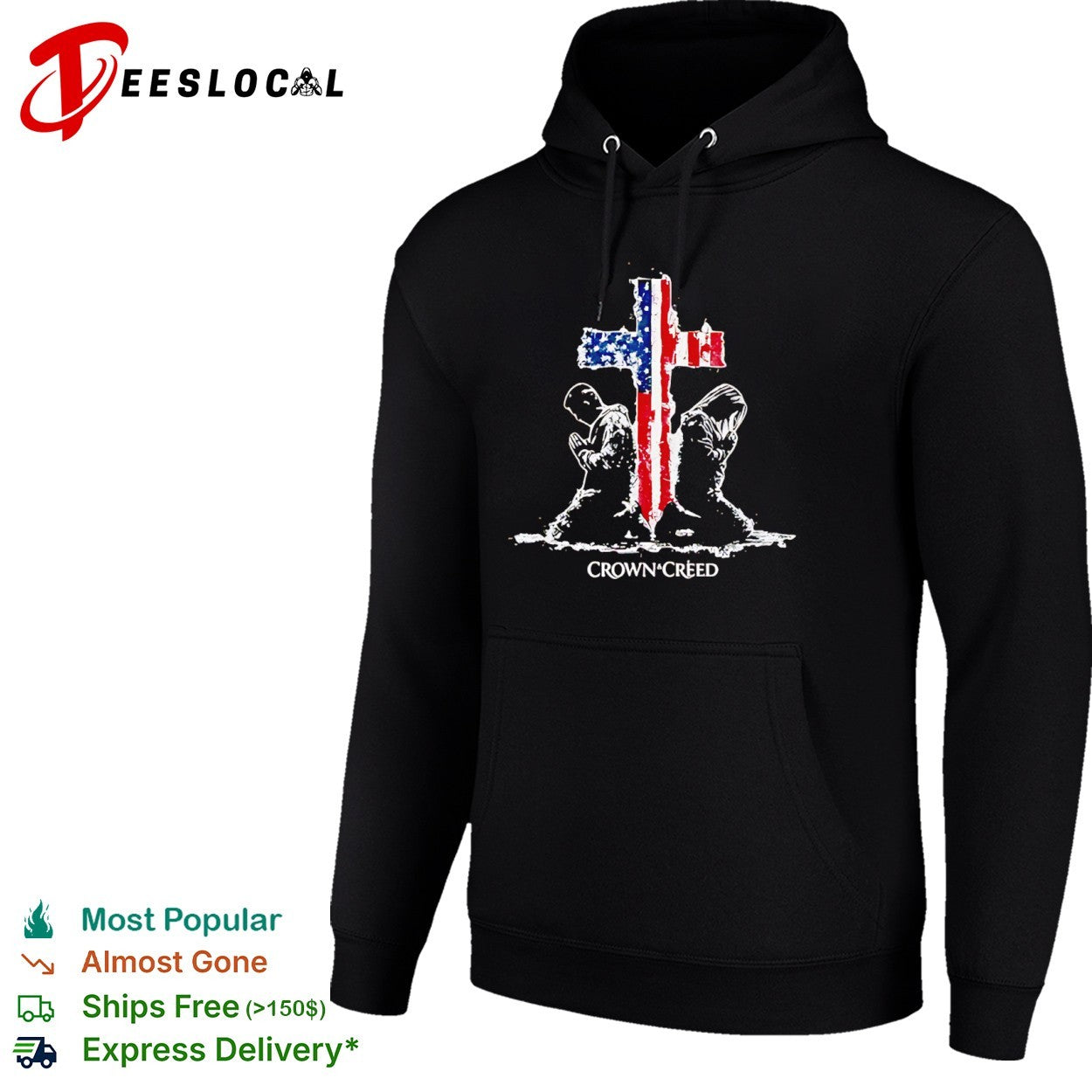 Crown and Creed American Flag Cross Religious Faith Prayer Patriotic Christian shirt