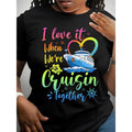 Cruise Travel Graphic Print T-Shirt, Short Sleeve Crew Neck Casual Top For Summer & Spring, Women'WB shield Clothing...