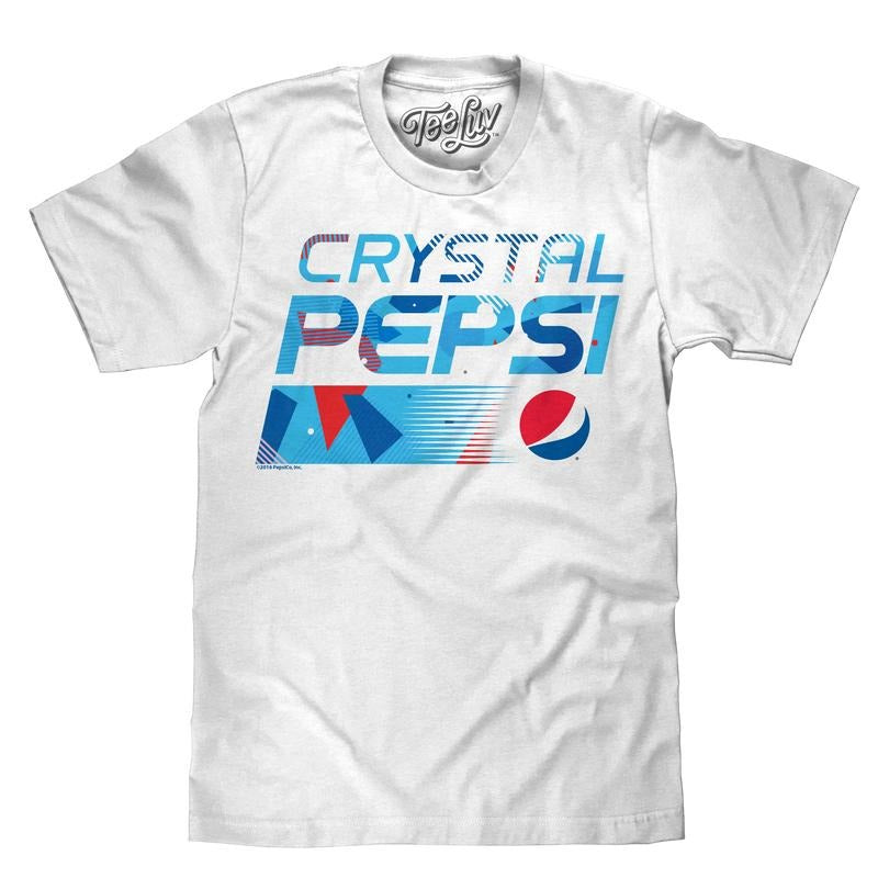 Crystal Pepsi Throwback Logo T-Shirt - White graphic tee 90s Hoodie, Sweatshirt | RetroVerseTees.com
