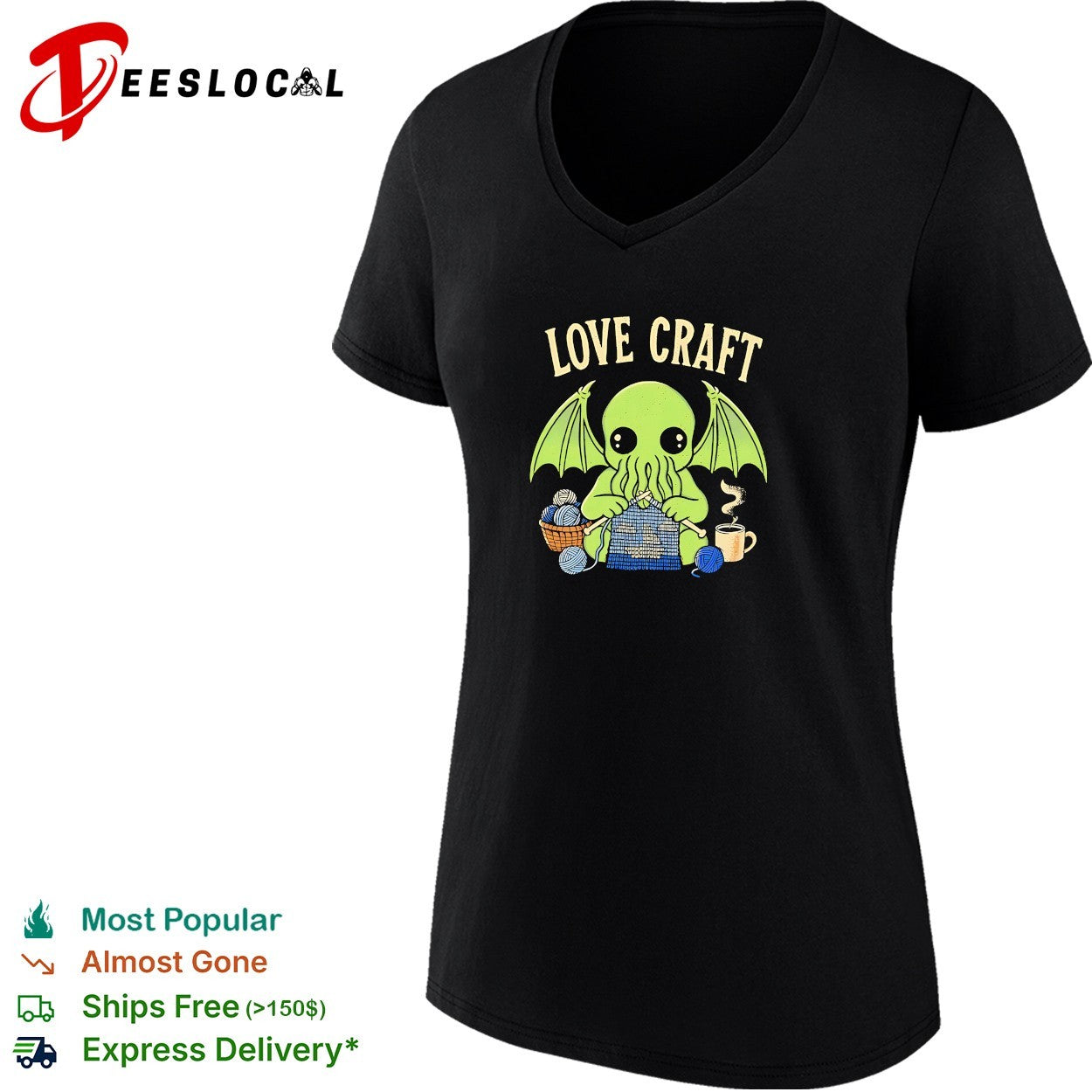 Cthulhu knitting love craft coffee shirt