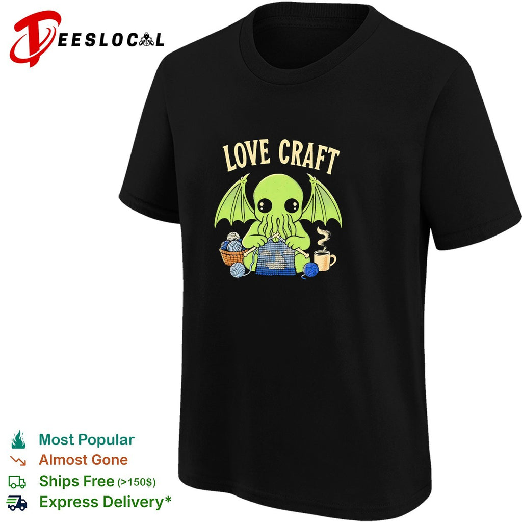 Cthulhu knitting love craft coffee shirt