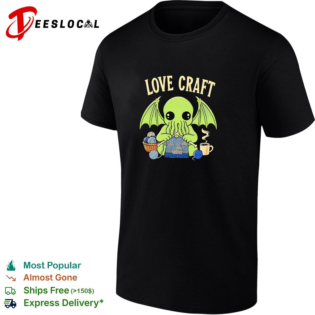 Cthulhu knitting love craft coffee shirt