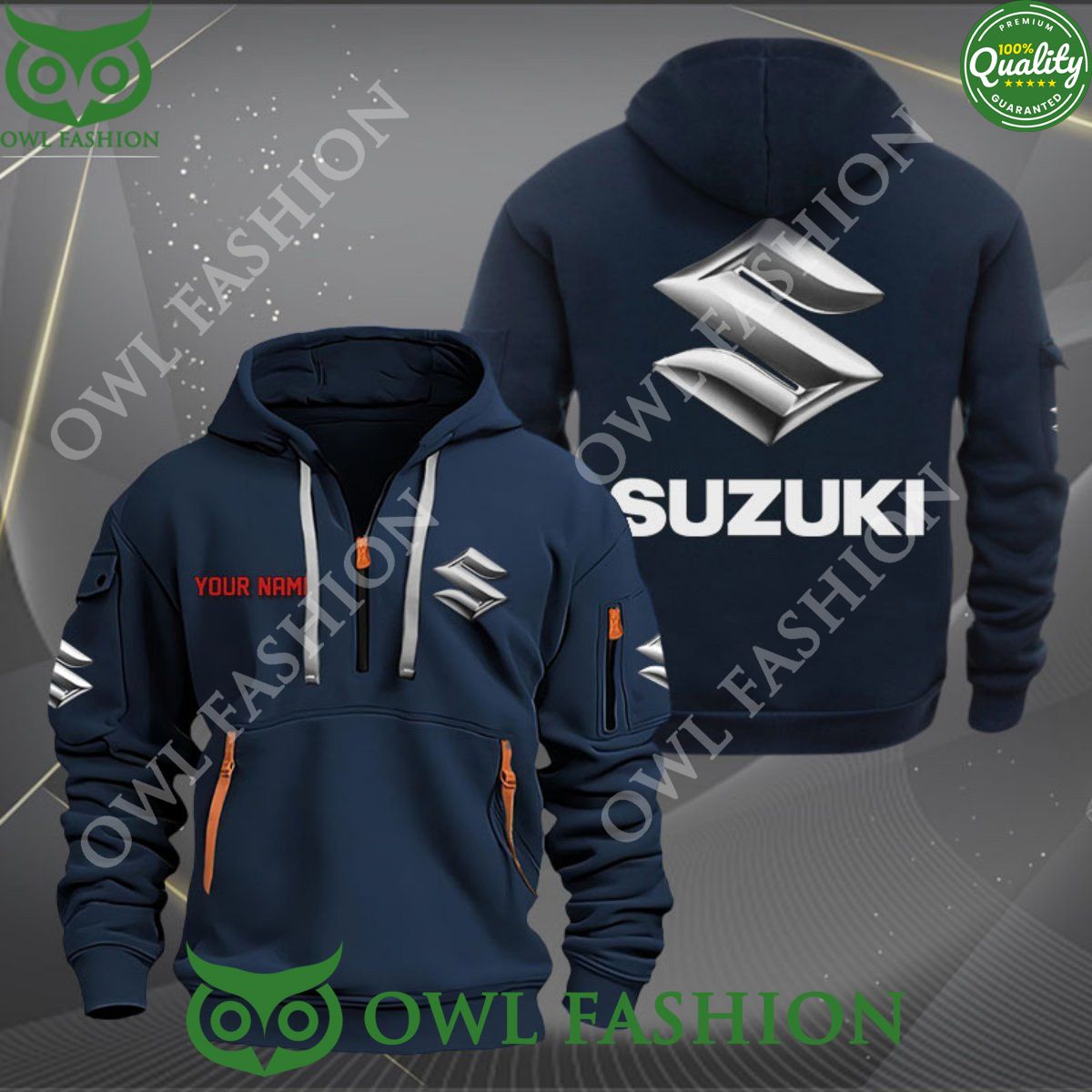 Suzuki Motorcycle Powersports Personalized 2D quarter zip hoodie