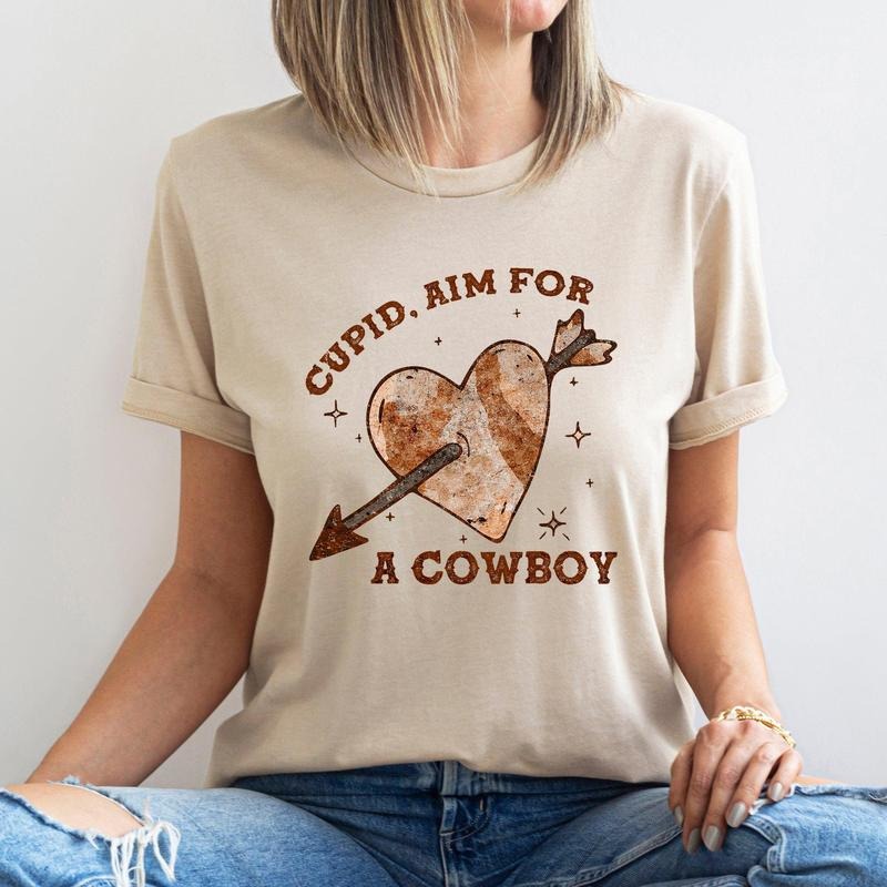 Cupid Aim For A Cowboy, Heart, Western, Country, Super Soft Tshirt, Valentine's Day Hoodie, Sweatshirt | RetroVerseTees.com