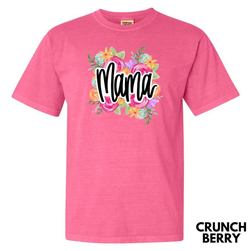 Cursive Flower Mama Comfort Colors T-Shirt 'NLB' Hoodie, Sweatshirt | RetroVerseTees.com