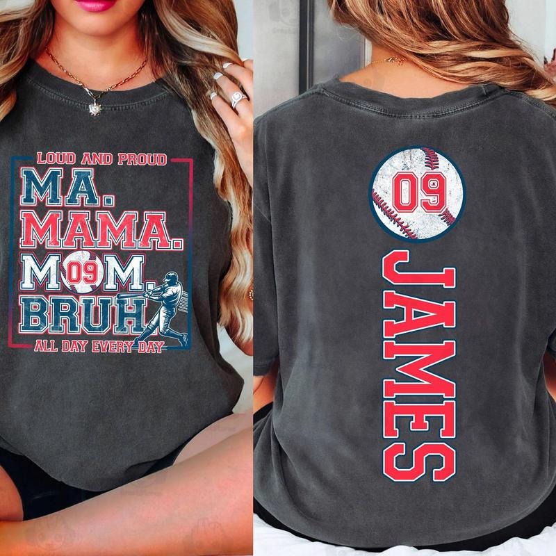 Custom Baseball Ma Mama Mom Bruh 2 Sides Shirt, Baseball Mama Shirt, Sports Mom Tee, Mother's Day Gift, Baseball Season...