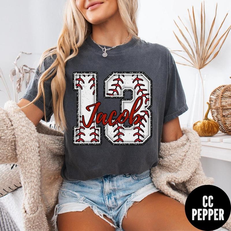 Custom Baseball Name and Number Shirt, Comfort Colors Baseball Mama Shirt, Baseball Personalized Baseball Tee, Tball Aunt...