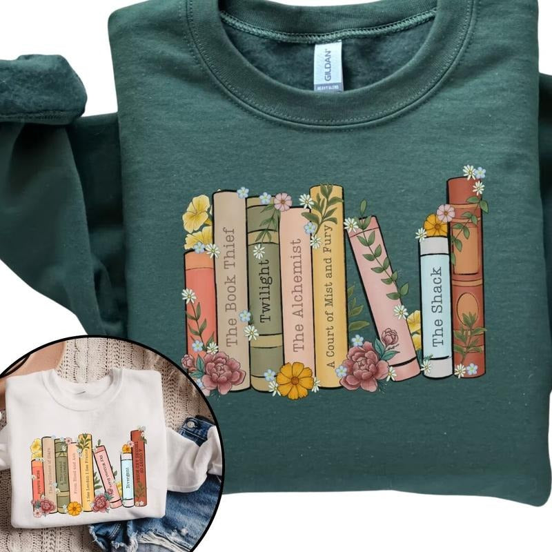 Custom Bookshelf Sweatshirt, Personalized Book Crewneck, Gift for book lover T-Shirts, Hoodie | RetroVerseTees.com