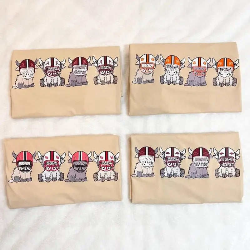 Custom College Football Cow Soft Sweatshirt, Available All Team, Can be Custom your team, Customize your College Shirt...