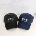 Custom Embroidered Hat, Personalized Date, Matching Vintage Baseball Hat, Gift For New Dad Mom, Pregnancy Announcement,...