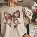 Custom Football Coquette Sweatshirt, Football Mom Shirt, Sleeve Design Shirt college hoodie Cotton Fit Top Womenswear...