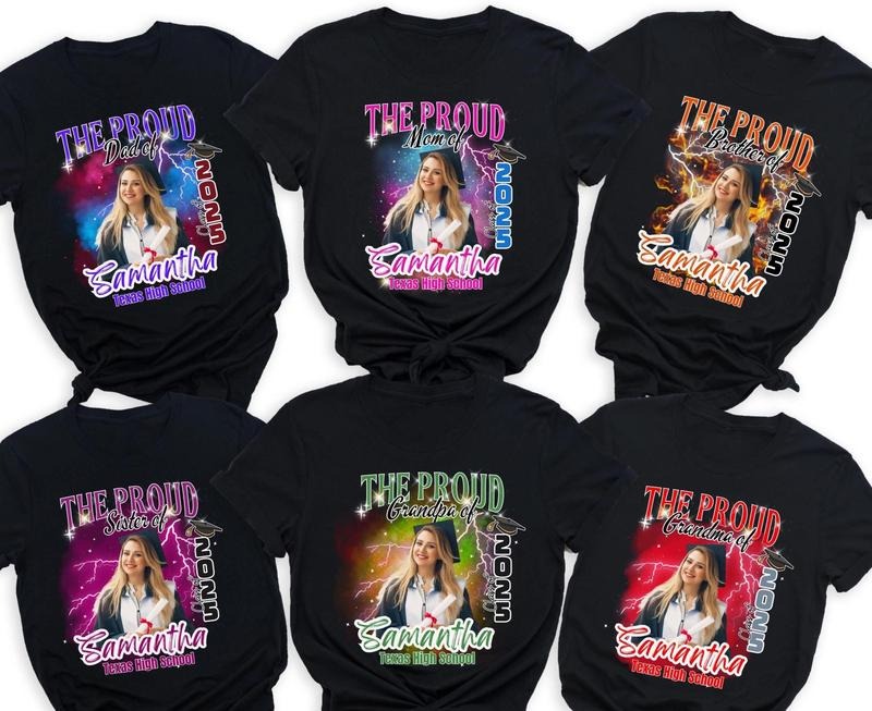 Custom Matching Graduation Family Shirts, Class of 2025, Custom Photo T-shirts, Proud Mom Dad Brother Sister Baby Grandma...