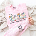 Custom Mom Sweatshirt Kids Name On Sleeve, Mothers Day Gift For Grandmom, Wear Her Heart On Her Sleeve T-Shirts, Hoodie