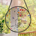 Custom Mom's Hand Holding Kids Faux Stained Glass, Floral Flower Mom's Hand Suncatcher, Gift for Mom