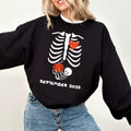 Custom Month| Skeleton Halloween Maternity Sweatshirt, Funny Pregnancy Announcement 2025 T-Shirt, Spooky Pregnant...