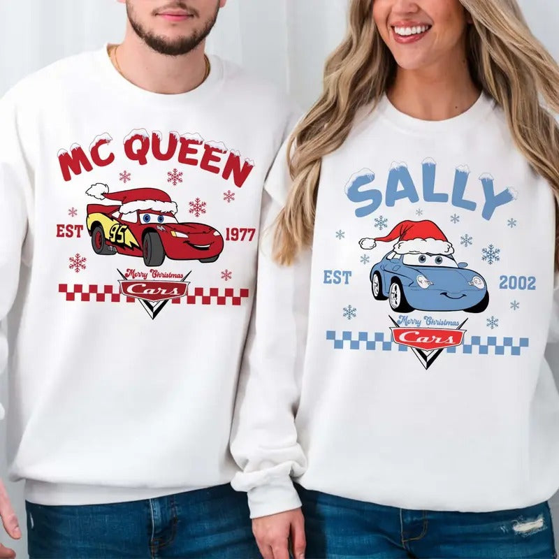 Custom Name Year M.C.Queen Couple Sweatshirt, Couple Christmas Tee, Character Movie Xmas Sweatshirt, Funny Christmas...