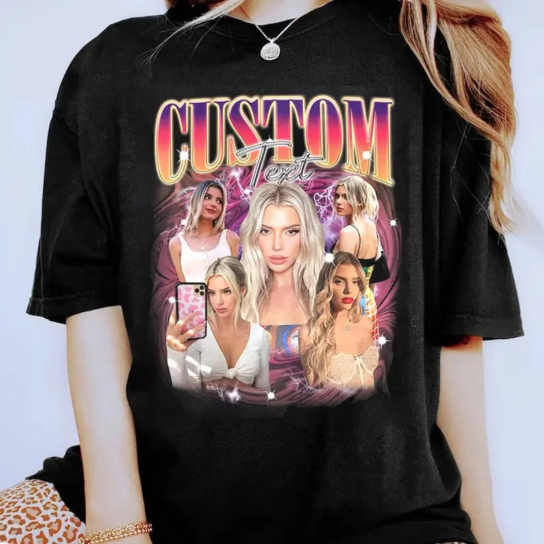 Custom Photo Bootleg Girlfriend 6 Face 90s Retro Vintage Shirt Sweatshirt, T-shirt with Face on It for Boyfriend,...