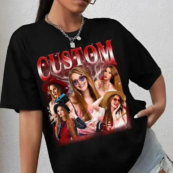 Custom Photo Bootleg Shirt With Face Girlfriend Vintage Rap Tee, Custom Bootleg Rap Tee, Custom Photo Custom Photo Shirt,...