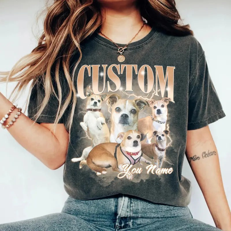 Custom Photo Dog Bootleg 90s Shirt, Custom Dog Bootleg Rap Tee Shirt, Custom Pet Photo Your Own Bootleg Shirt, Change...