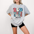 Custom Pregnancy 4th of July Red T-Shirt, White And Due Shirt, American Mama 4th July Pregnancy Announcement Tee,...
