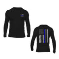 Custom Text Personalized Police Thin Blue Line Flag Long Sleeve T-Shirt Casual Classic Hoodie, Sweatshirt