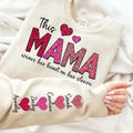 Custom This Mama Wears Her Heart On Her Sleeve, Personalized Valentine, Add Your Own Names, Valentine's Day Shirt, Pink...