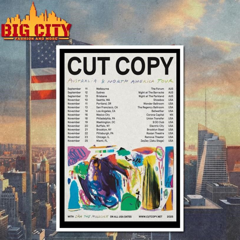 Cut Copy Australia and North America Tour 2025 Poster shirt