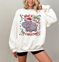 Cute A Hippopotamus For Christmas Sweatshirt, Hippopotamus Christmas Lights Shirts, I Want  A Hippo Potamus For Christmas...