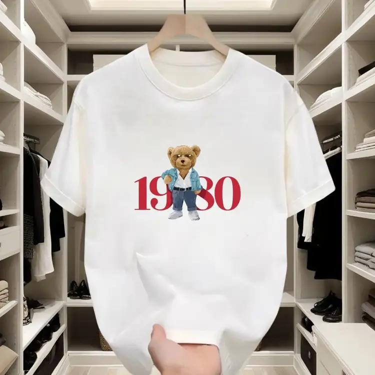 Cute Bear with Retro Red Numbers '1980', Simple and Eye-catching. Made of Pure Cotton, Comfortable and Versatile, Easily...