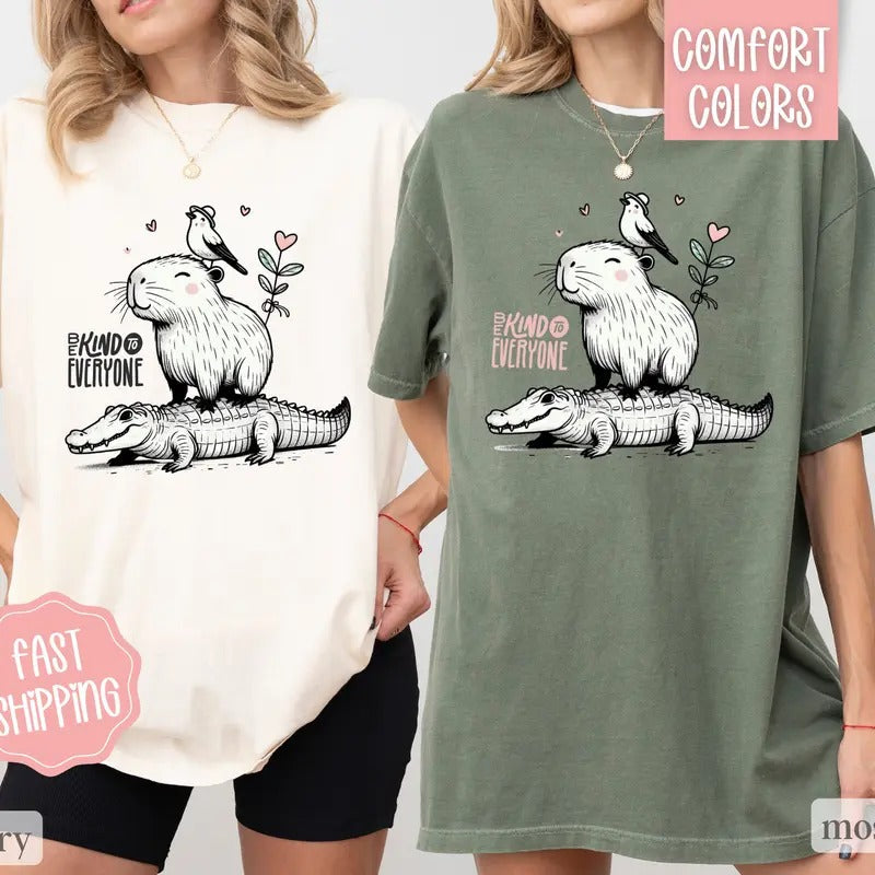 Cute Capybara Shirt Comfort Colors, Be Kind Shirt, Women's Oversized Shirt, Vintage Shirt Hoodie, Sweatshirt