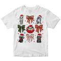 Cute Coquette Bows Christmas Graphic Tee - Holiday Shirt - Cartoon Shirt - Merry Christmas
