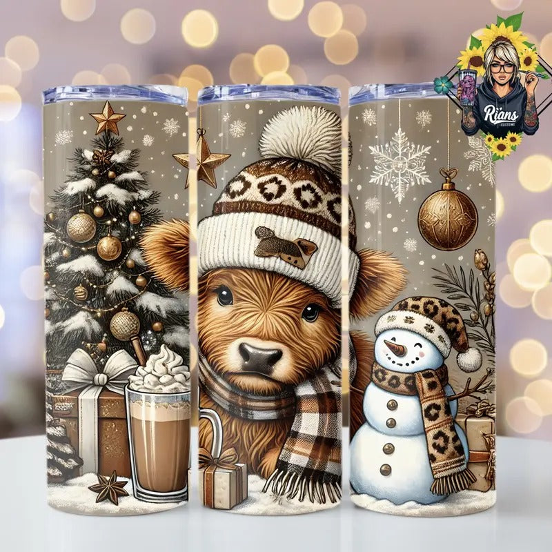 Cute Cow Christmas Stainless Steel 20oz Tumbler T-Shirts, Hoodie, Sweatshirt | RetroVerseTees.com