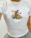 Cute Fall Baby Tee, Thanksgiving Fruits Vintage Y2k Shirt, Babytee Y2k, Retro Graphic Tee, 90s Clothing, Cartoon Tshirt...