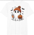 Cute Ghost Drinking Coffee Halloween Ghost Ice Coffee Womens T-Shirt Hoodie, Sweatshirt | RetroVerseTees.com