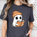 Cute Ghost Reading Book Halloween Tshirt, Ghost Reading Book Girly Shirt, Ghost Girly Halloween Gift, Trendy Halloween...
