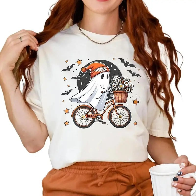 Cute Halloween Ghost Shirt, Halloween Women's Comfort Color Tshirt, Fall Shirt, Halloween Party Shirt, Spooky Season...