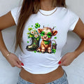 Cute Highland Cow Wearing St Patricks Day Sunglasses Baby Tee Hoodie, Sweatshirt | RetroVerseTees.com