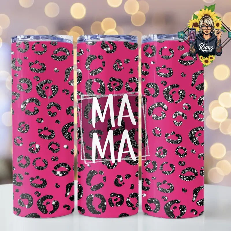 Cute Pink Leopard Print Mama 20oz Stainless Steel Tumbler T-Shirts, Hoodie, Sweatshirt | RetroVerseTees.com