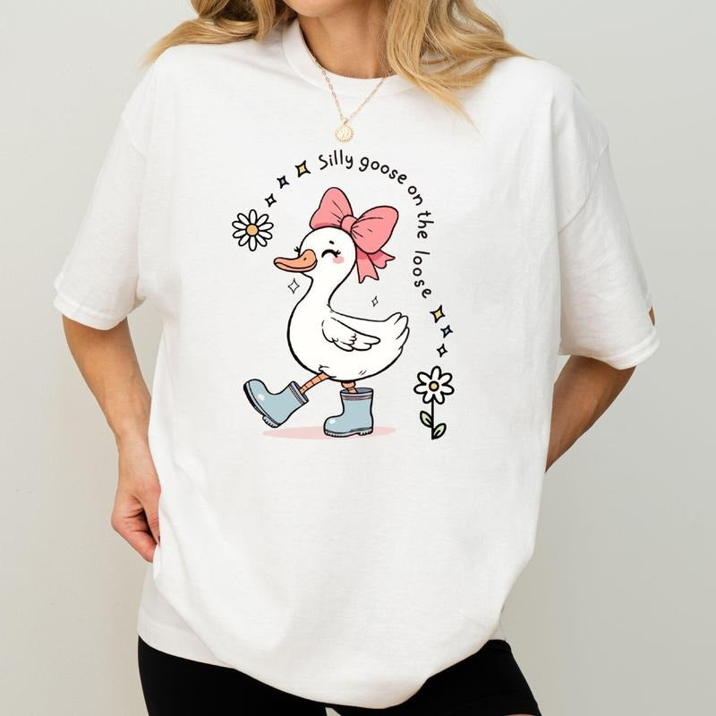 Cute Silly Goose On The Loose Shirt, Funny Farm Animal Shirt, Cute Gift for Girl