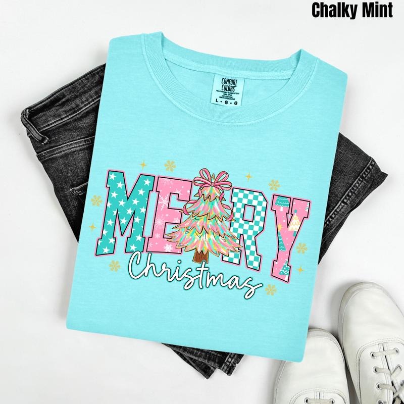 Cute Tree Merry Christmas Comfort Colors T-Shirt 'NLB' Hoodie, Sweatshirt | RetroVerseTees.com