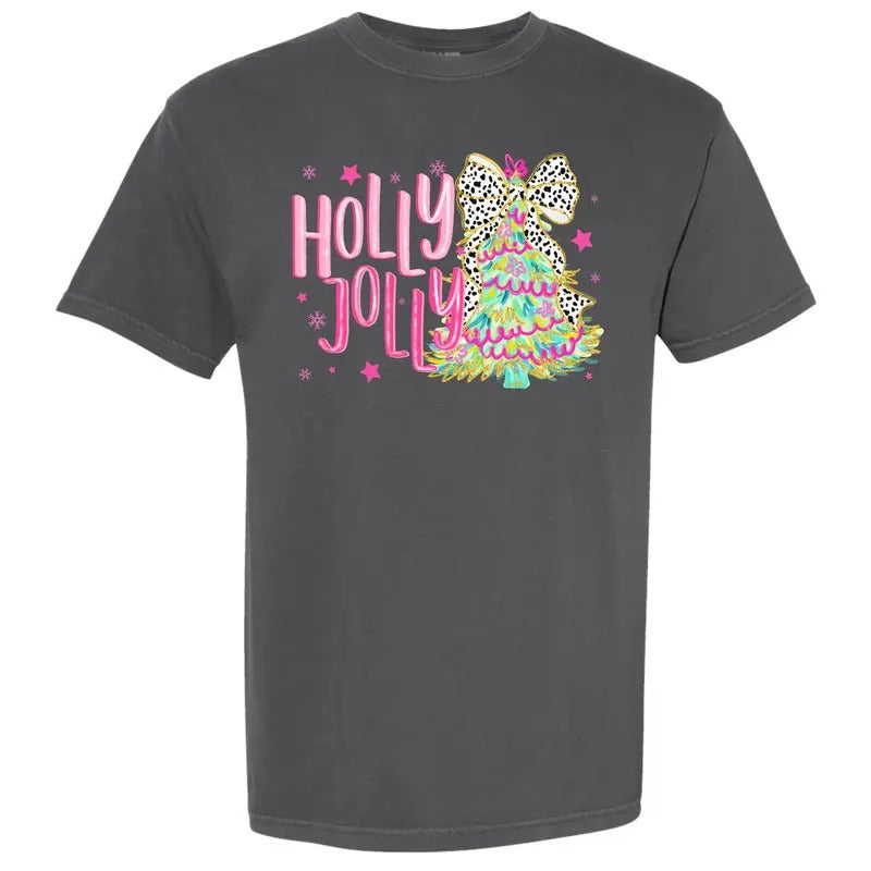 Cutesy Holly Jolly Tree Comfort Colors T-Shirt 'NLB' Hoodie, Sweatshirt | RetroVerseTees.com