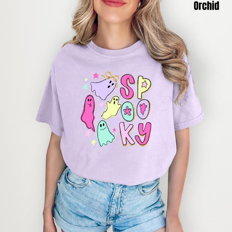 Cutesy Spooky Ghosts Comfort Colors T-Shirt 'NLB' Hoodie, Sweatshirt | RetroVerseTees.com