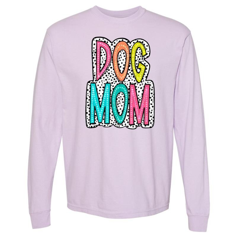 DOG MOM Neon Spotted LONG SLEEVE Comfort Colors T-Shirt Hoodie, Sweatshirt | RetroVerseTees.com