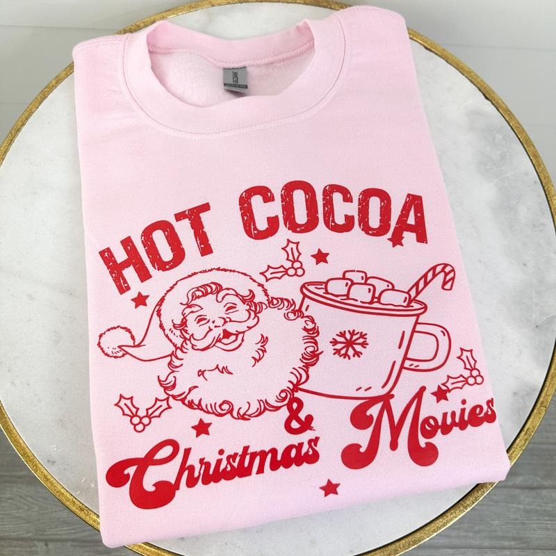 DOORBUSTER - Hot Cocoa & Christmas Movies Sweatshirt *Final Sale* T-Shirts, Hoodie | RetroVerseTees.com