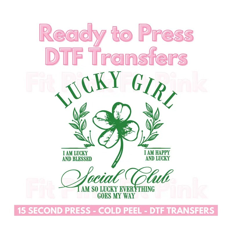 DTF Transfer Only - Lucky Girl Social Club 10.5" w x 11" h T-Shirts, Hoodie, Sweatshirt | RetroVerseTees.com