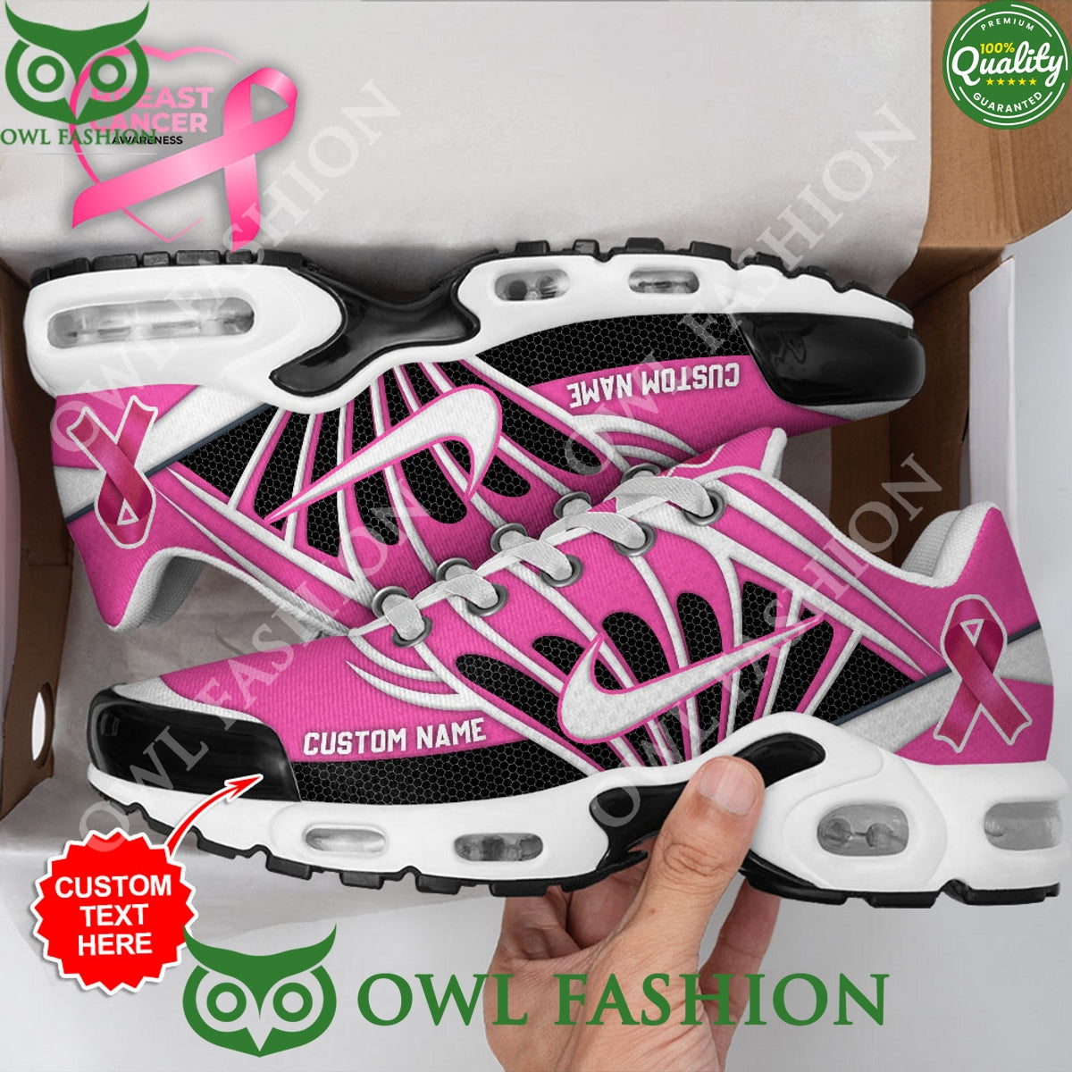 Personalized Breast Cancer Awareness Pink Air Max Shoes