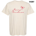 Dainty Script Red Merry Christmas Comfort Colors T-Shirt 'NLB' Hoodie, Sweatshirt | RetroVerseTees.com