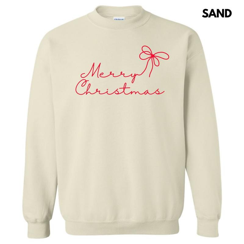 Dainty Script Red Merry Christmas Sweatshirt 'NLB' T-Shirts, Hoodie | RetroVerseTees.com